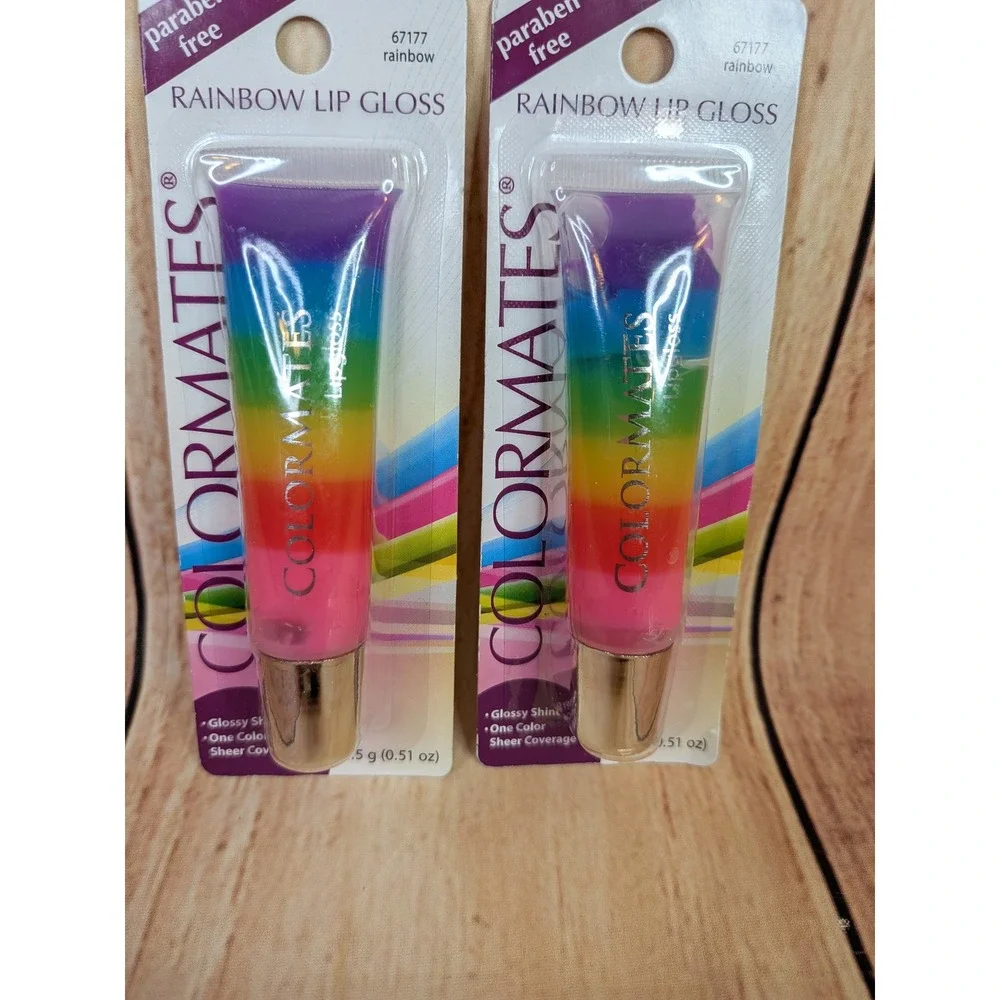 2 PK Colormates Rainbow Lip Gloss Moisturizer 67177 0.51 oz